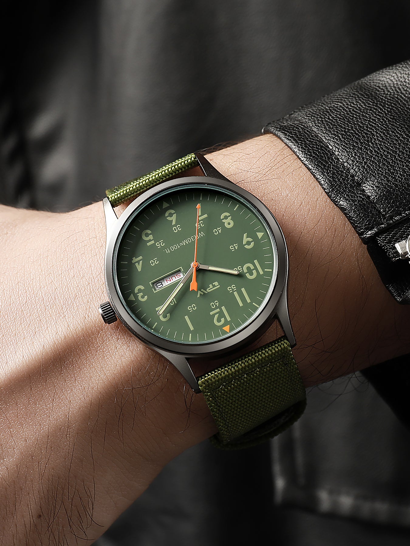 TPW K7102 Field Watch Easy Reading Fabric Strap 24 Hours Display Quartz Movement