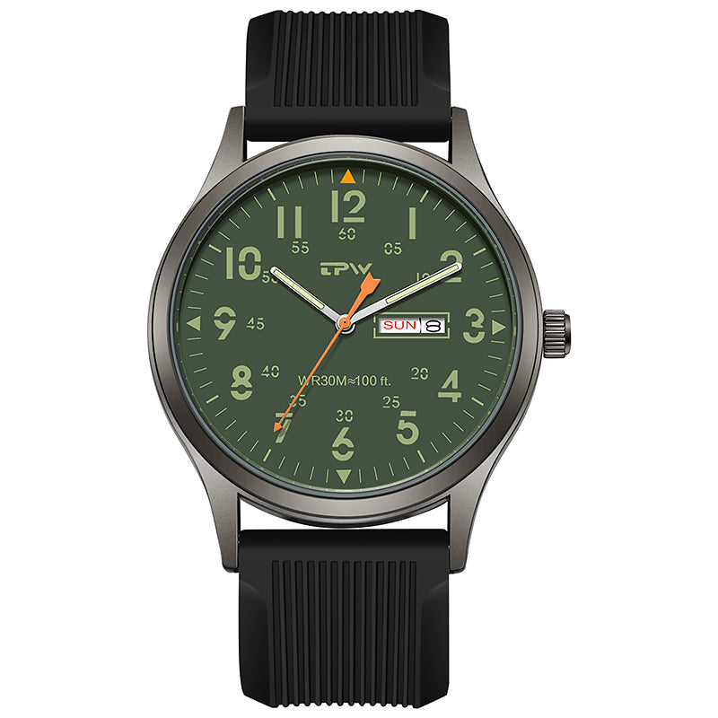 TPW K7102 Field Watch Easy Reading Fabric Strap 24 Hours Display Quartz Movement