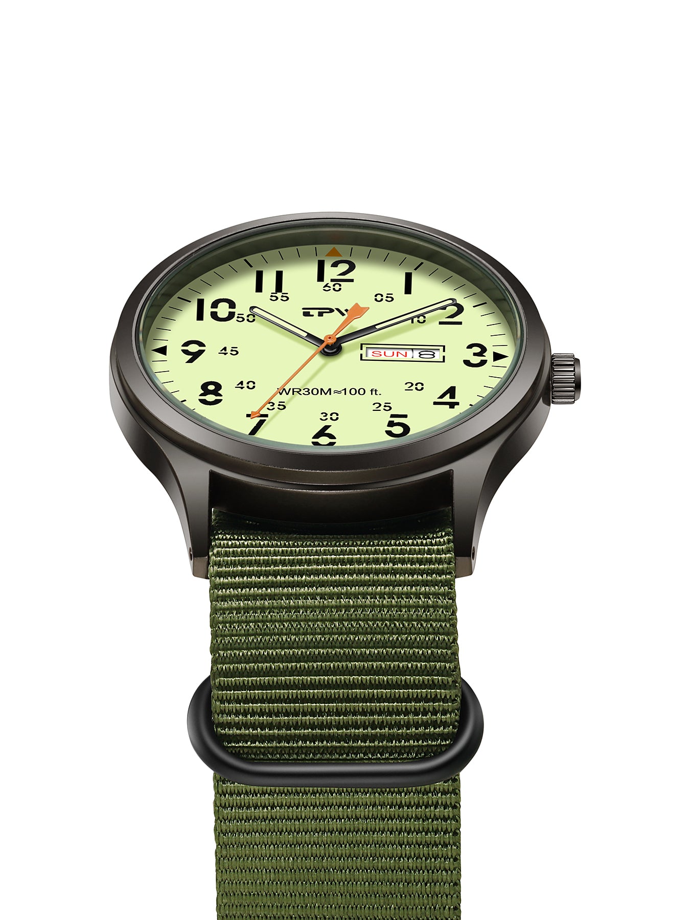 TPW K7102 Field Watch Easy Reading Fabric Strap 24 Hours Display Quartz Movement