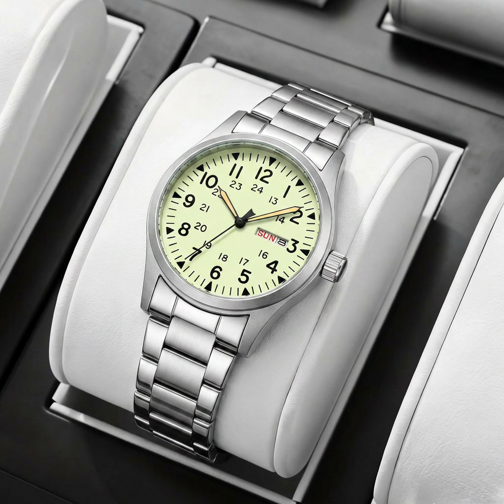 TPW K7105 Business Men 38mm Luninous Dual Calendar Quartz Watch High Quality