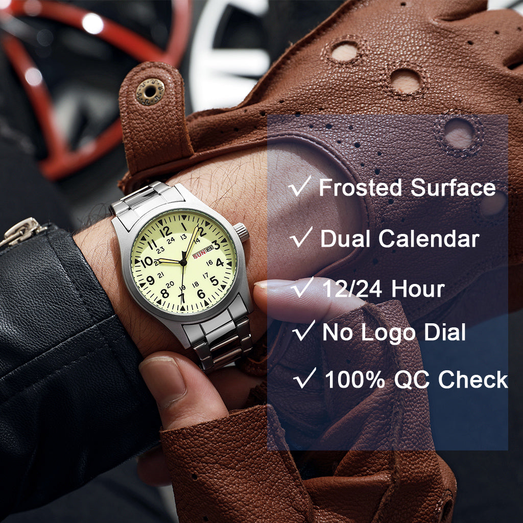 TPW K7105 Business Men 38mm Luninous Dual Calendar Quartz Watch High Quality