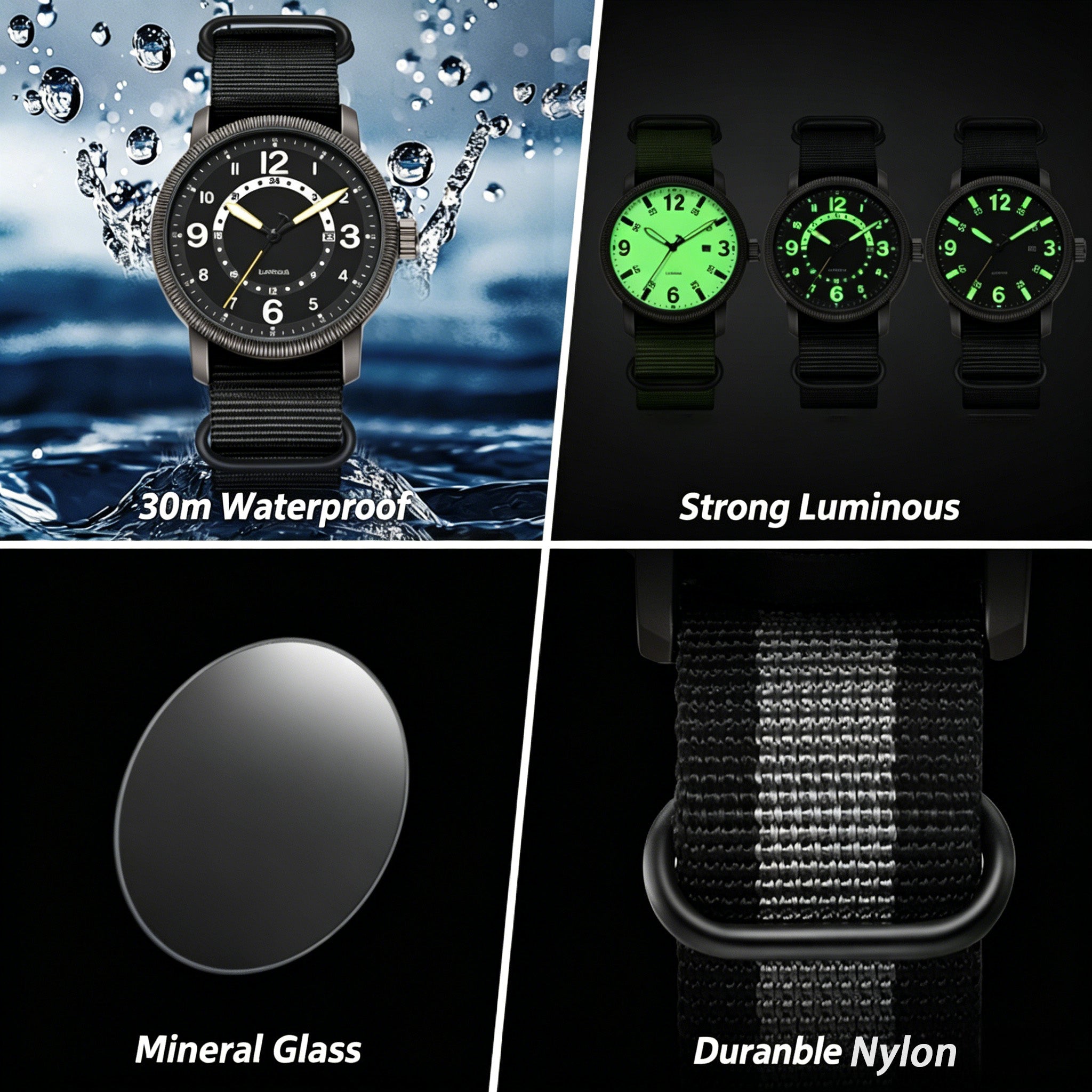 TPW K7106 Casual Sports Nylon Watch For Men Luminous Dial 3ATM Waterproof