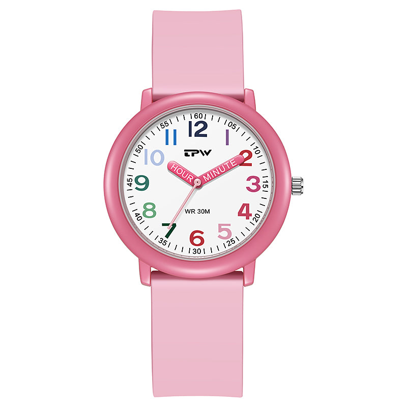 TPW K7021 38mm Fashion Pink Kids Design Soft Silicone Wrist Watch Children