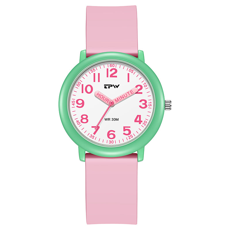 TPW K7021 38mm Fashion Pink Kids Design Soft Silicone Wrist Watch Children