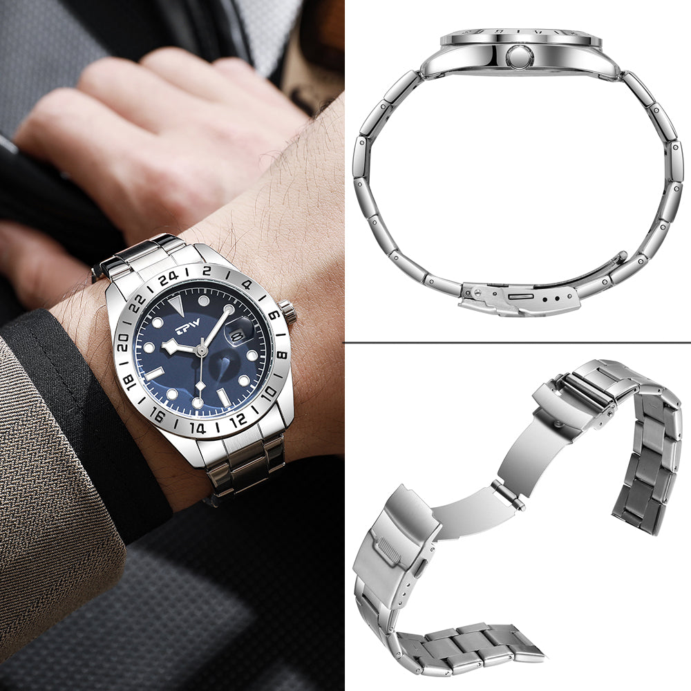 TPW K5019 Luxury Calendar Waterproof Blue Dial Wrist Watch for Men Montre Homme