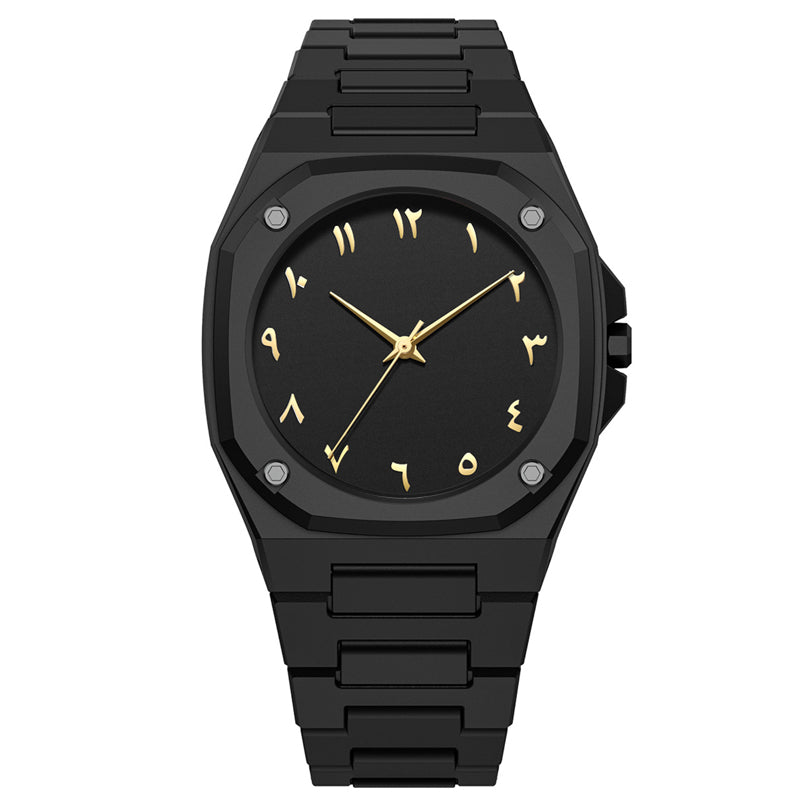 TPW K7030 Casual Arabic Dial Design Black Wrist Quartz Watch for Men Wholesale Wristwatches