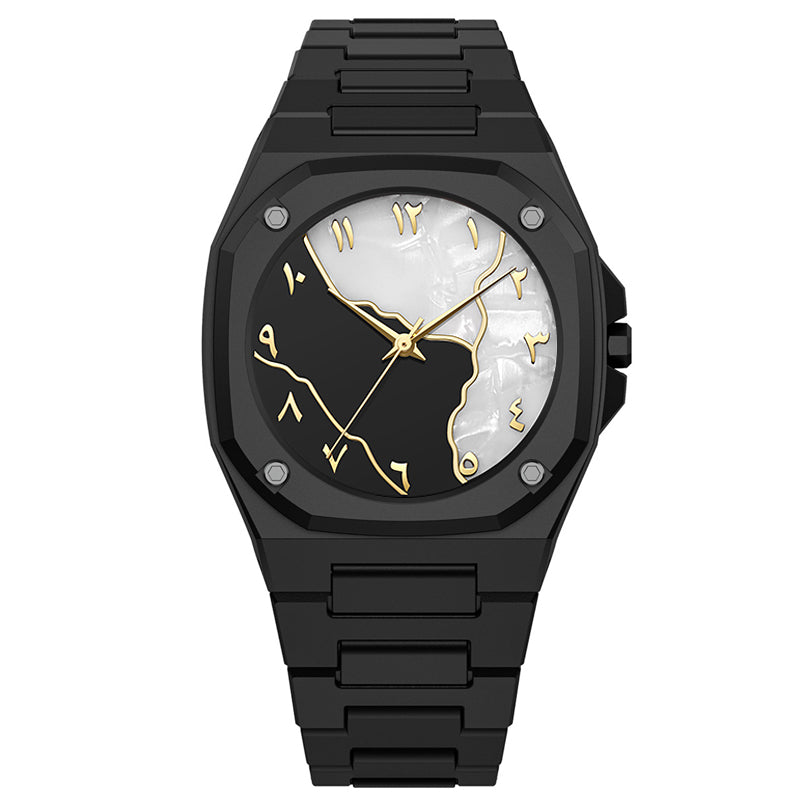 TPW K7030 Casual Arabic Dial Design Black Wrist Quartz Watch for Men Wholesale Wristwatches