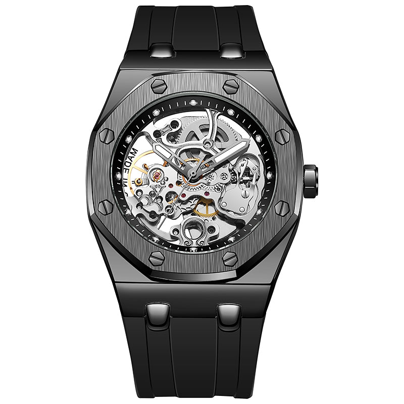 TPW X5004 Luxury Black Skeleton Automatic Mechanical Watch For Men Mechanische Uhren