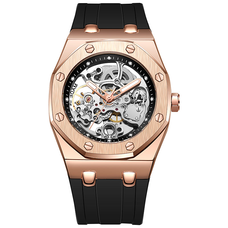 TPW X5004 Luxury Black Skeleton Automatic Mechanical Watch For Men Mechanische Uhren