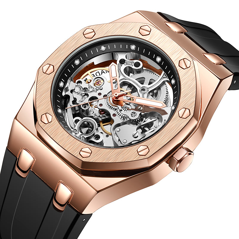 TPW X5004 Luxury Black Skeleton Automatic Mechanical Watch For Men Mechanische Uhren