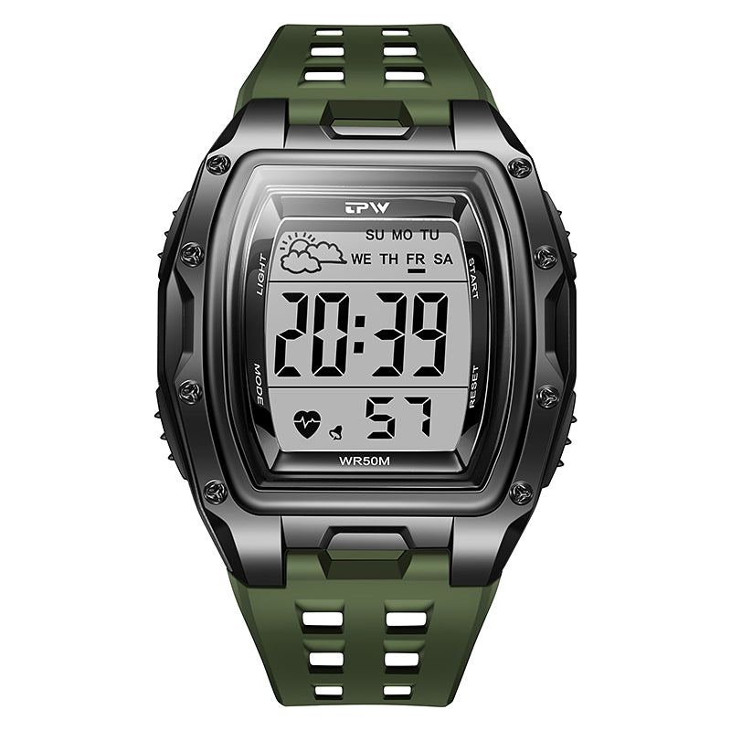 TPW K9055 Fashion Men Tonneau-shaped 50m Waterproof Sport Digital Watches Wholesale