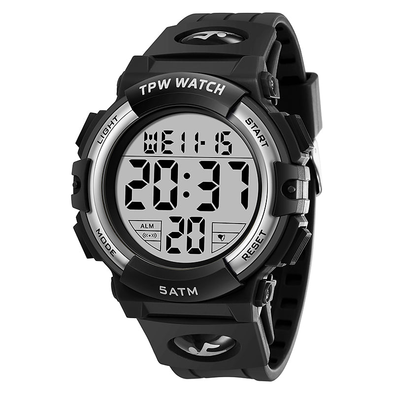 TPW K9047 5 ATM Waterproof Big Designers Sport Digital Watch With Date Calendars