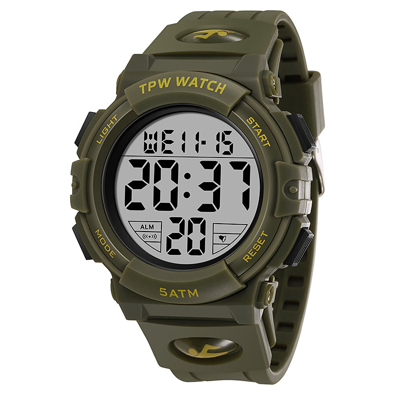 TPW K9047 5 ATM Waterproof Big Designers Sport Digital Watch With Date Calendars