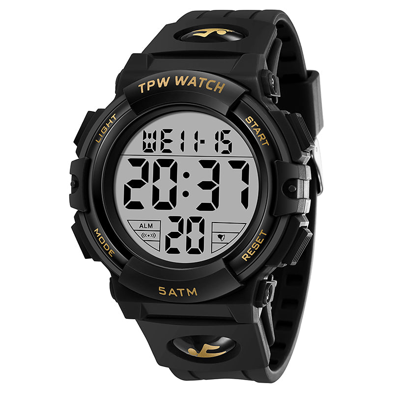 TPW K9047 5 ATM Waterproof Big Designers Sport Digital Watch With Date Calendars