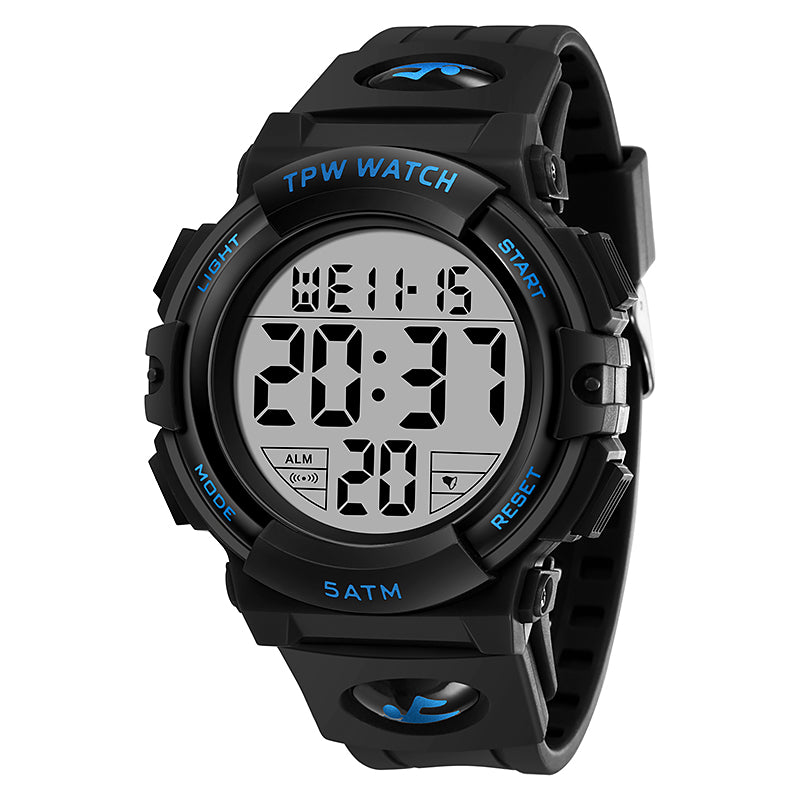 TPW K9047 5 ATM Waterproof Big Designers Sport Digital Watch With Date Calendars
