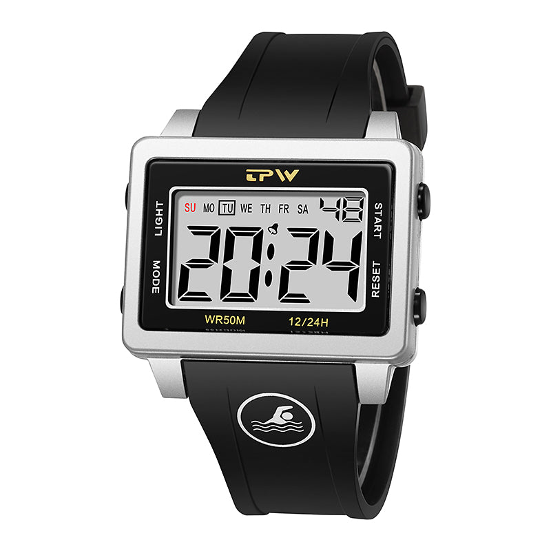 TPW K9046 Trendy Rectangle Golden Case Chronograph Male Relogio Digital Watch for Men