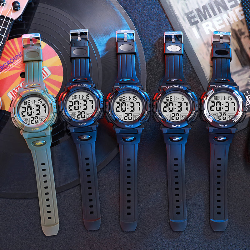 TPW K9047 5 ATM Waterproof Big Designers Sport Digital Watch With Date Calendars