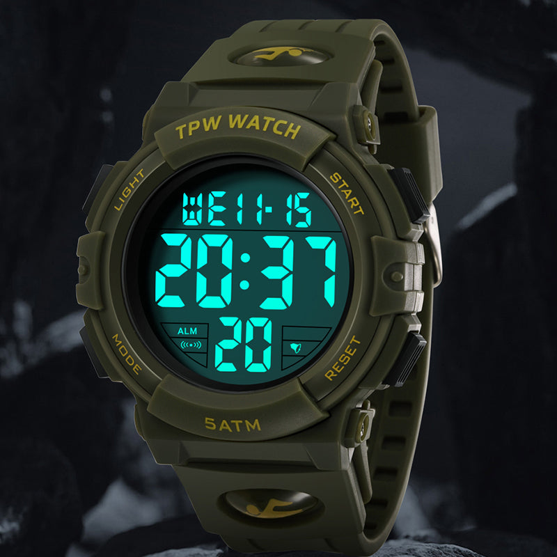 TPW K9047 5 ATM Waterproof Big Designers Sport Digital Watch With Date Calendars