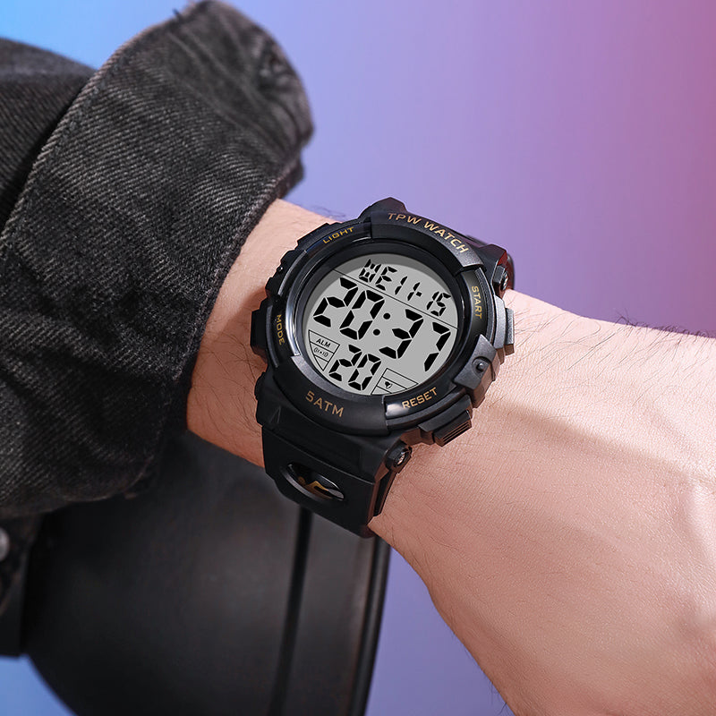 TPW K9047 5 ATM Waterproof Big Designers Sport Digital Watch With Date Calendars