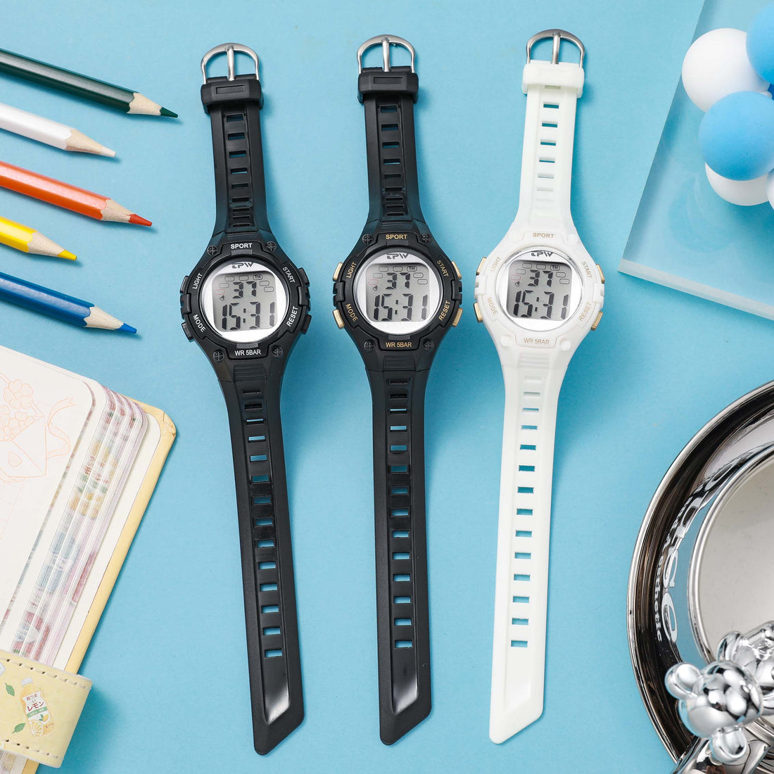 TPW K9042 Fancy Color Led Digital Watch for Girls Boys Sport Wrist Watches Clock Alarm