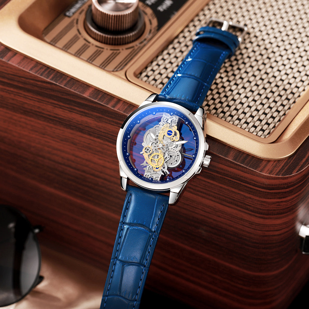 TPW K5110 Men Blue Skeleton Design Quartz Wrist Watches Luxury Reloj Hombre