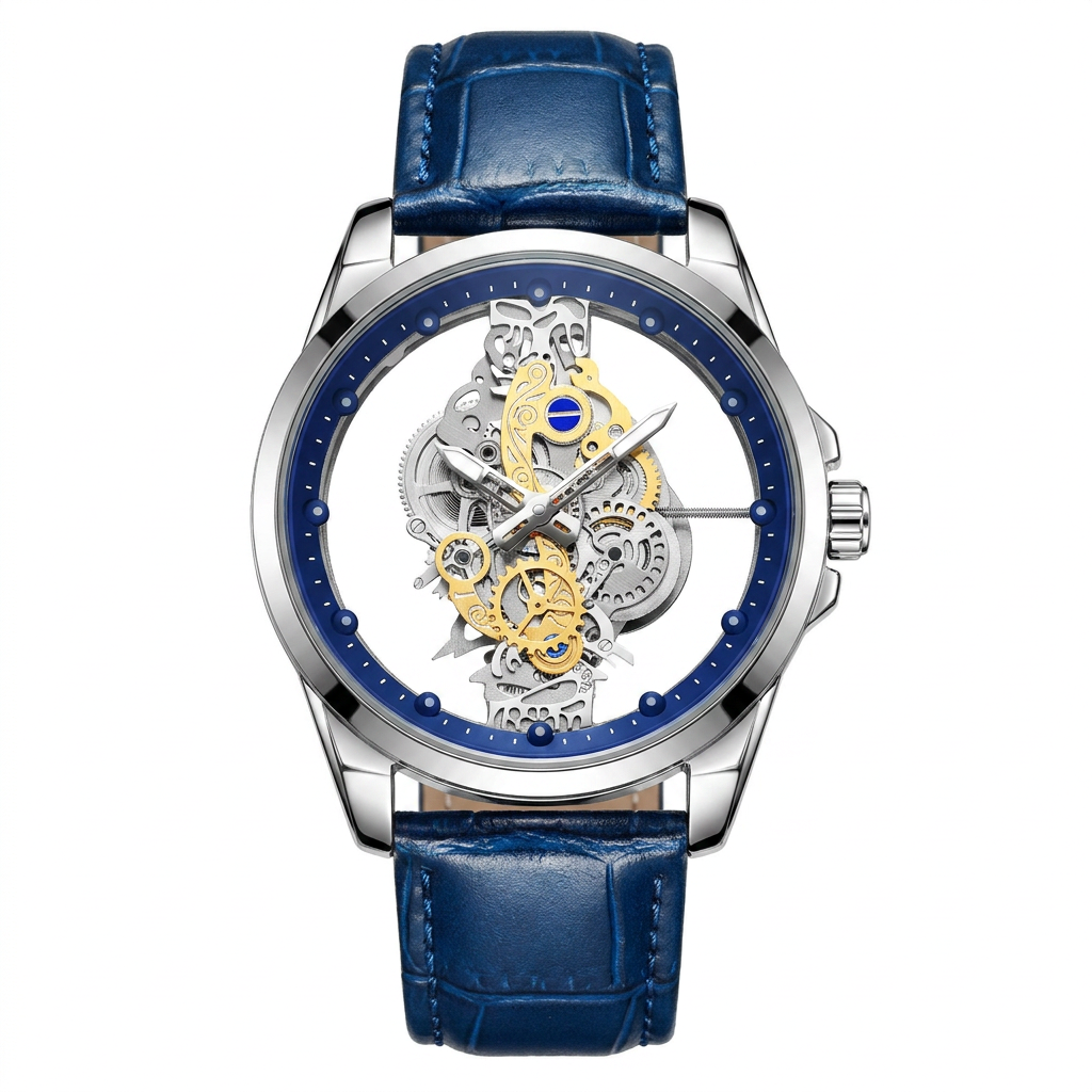 TPW K5110 Men Blue Skeleton Design Quartz Wrist Watches Luxury Reloj Hombre