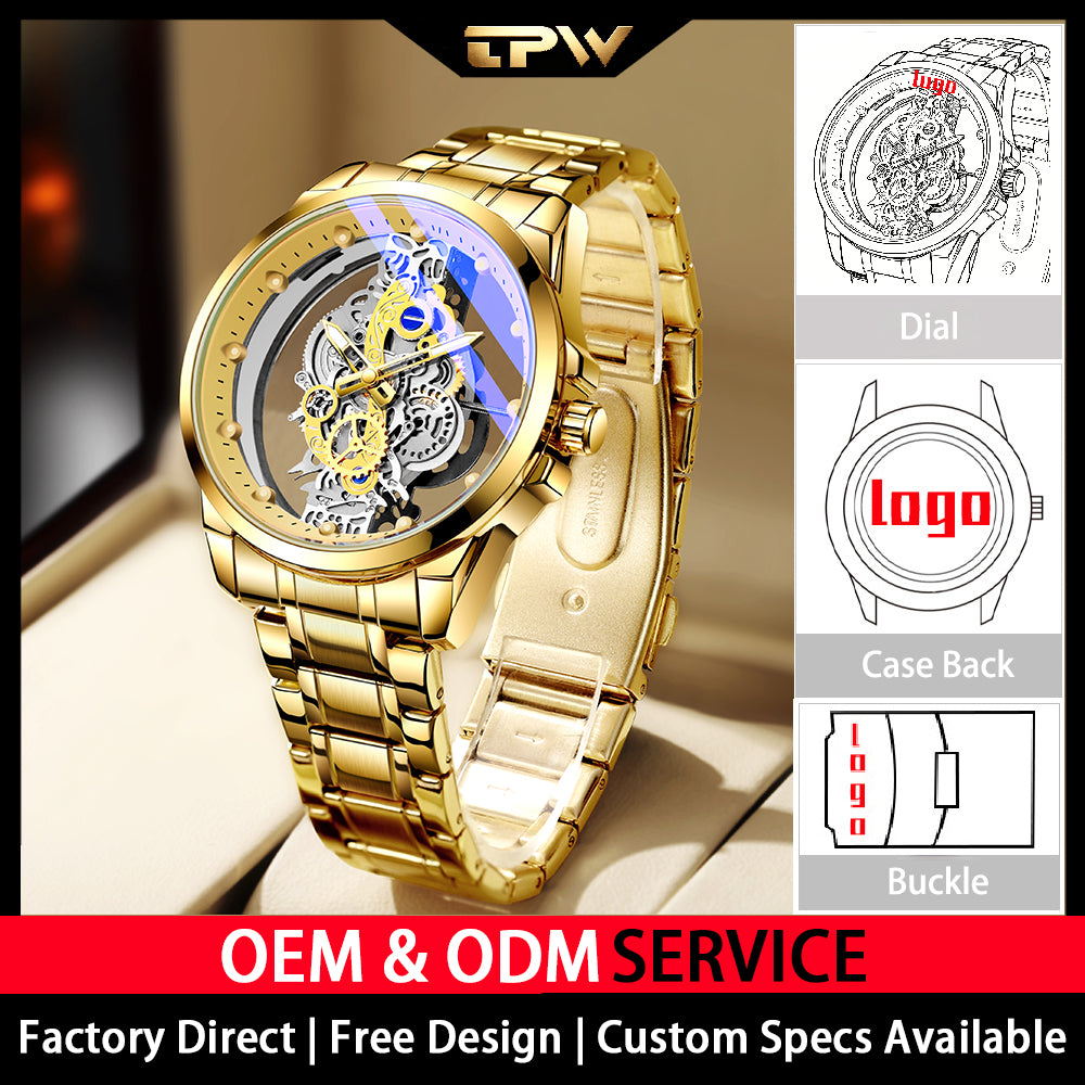 TPW K5110 Men Blue Skeleton Design Quartz Wrist Watches Luxury Reloj Hombre