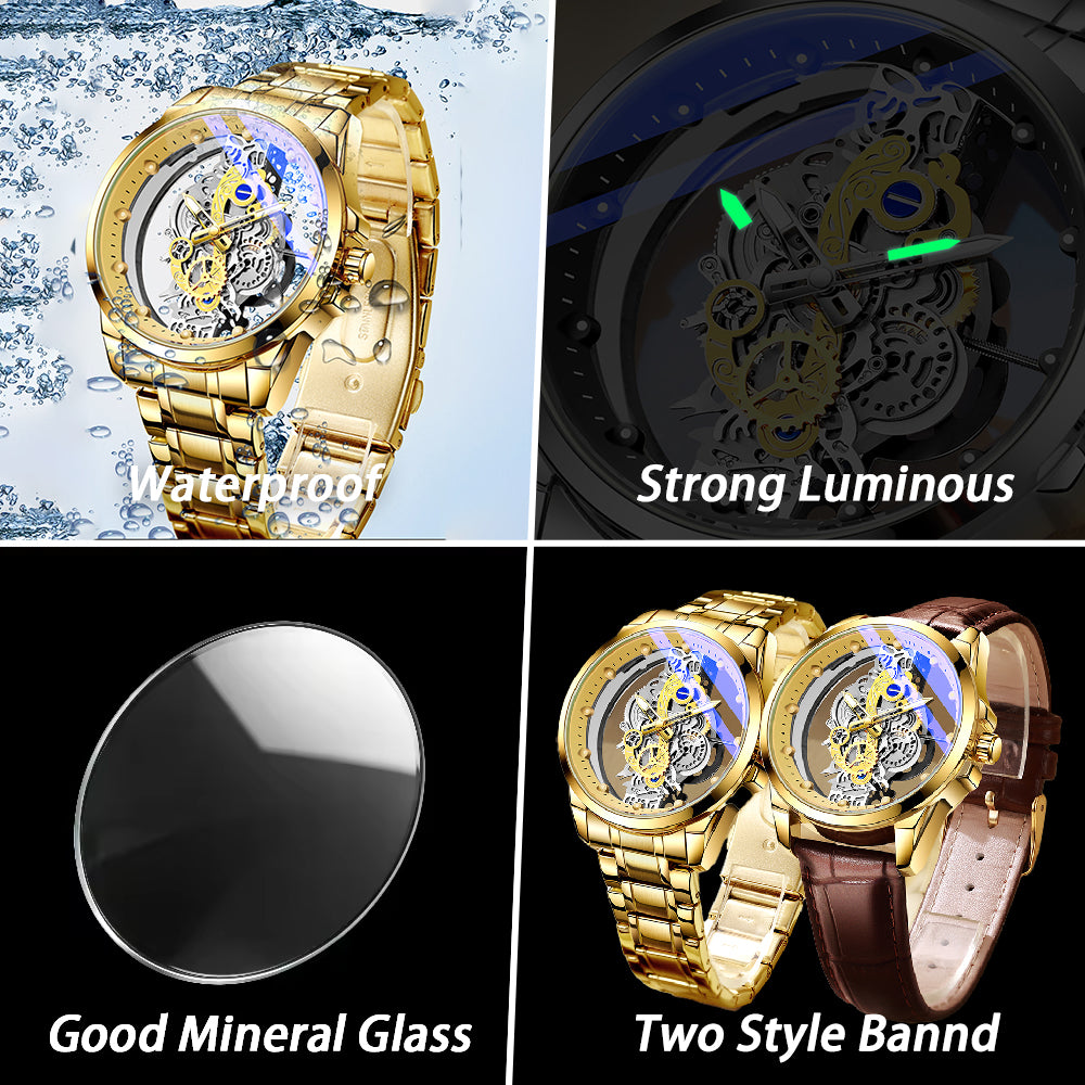 TPW K5110 Luxury Skeleton Design Luminous Wrist Watch for Men Wristwatch