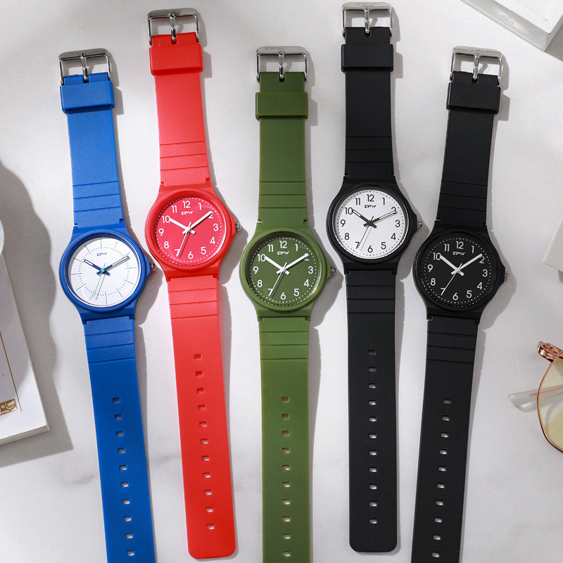 TPW K7022 Fashion Ult-thin Student Plastic Watch for Both Boys and Girls Kids Wrist Watches
