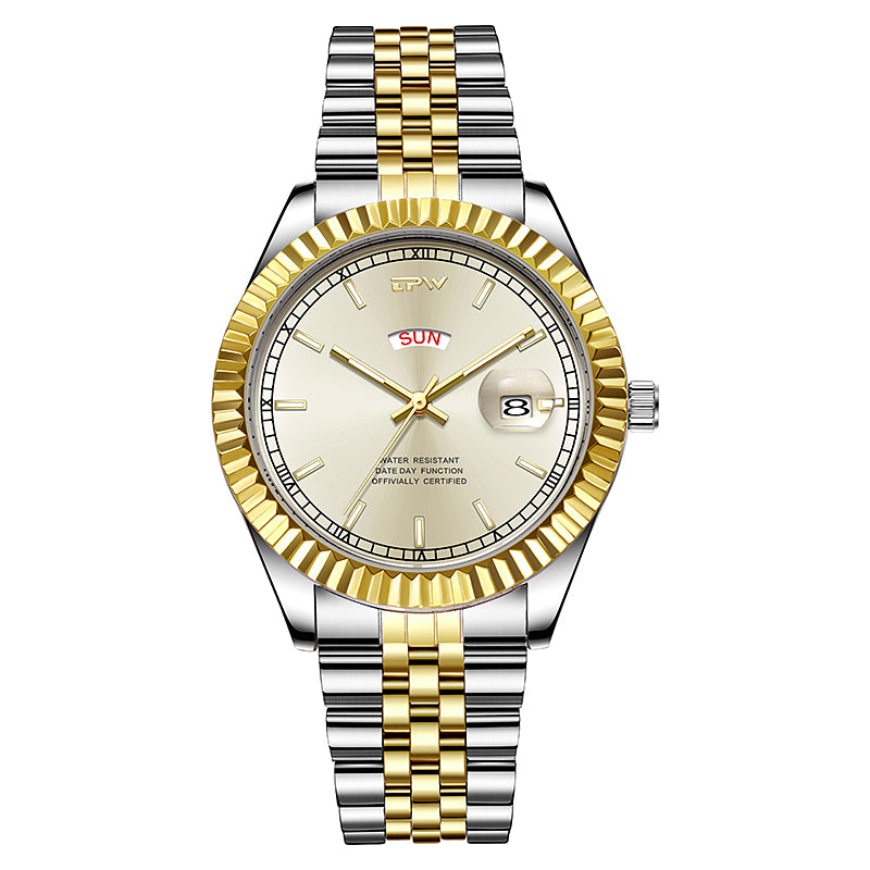 TPW K5122 High Quality Golden Silver Waterproof Stainless Steel Analog Wrist Watches Men Luxury