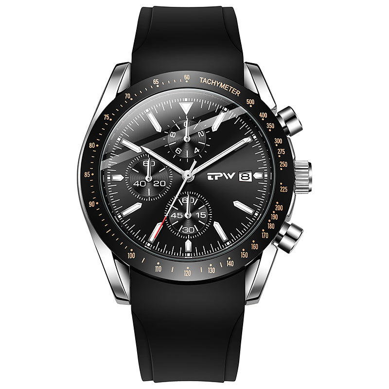 TPW K5201 Trendy Men's Waterproof Calendar Silicone Quartz Wrist Watches High Quality