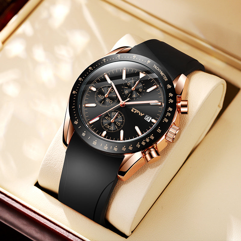 TPW K5201 Trendy Men's Waterproof Calendar Silicone Quartz Wrist Watches High Quality