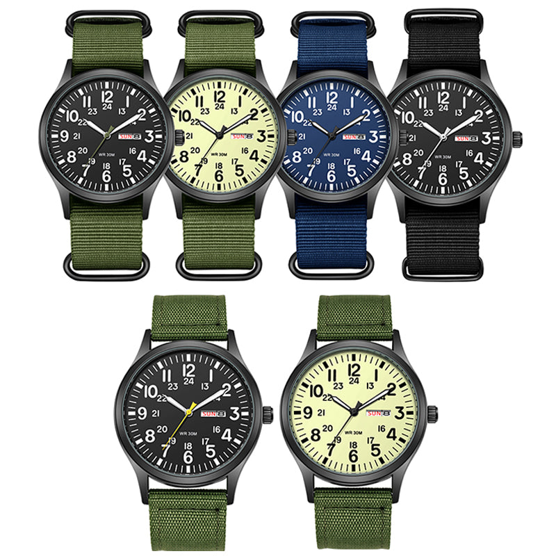TPW K7101 Classic Men's Sports Full Luminous Nylon Quartz Watches Wholesale