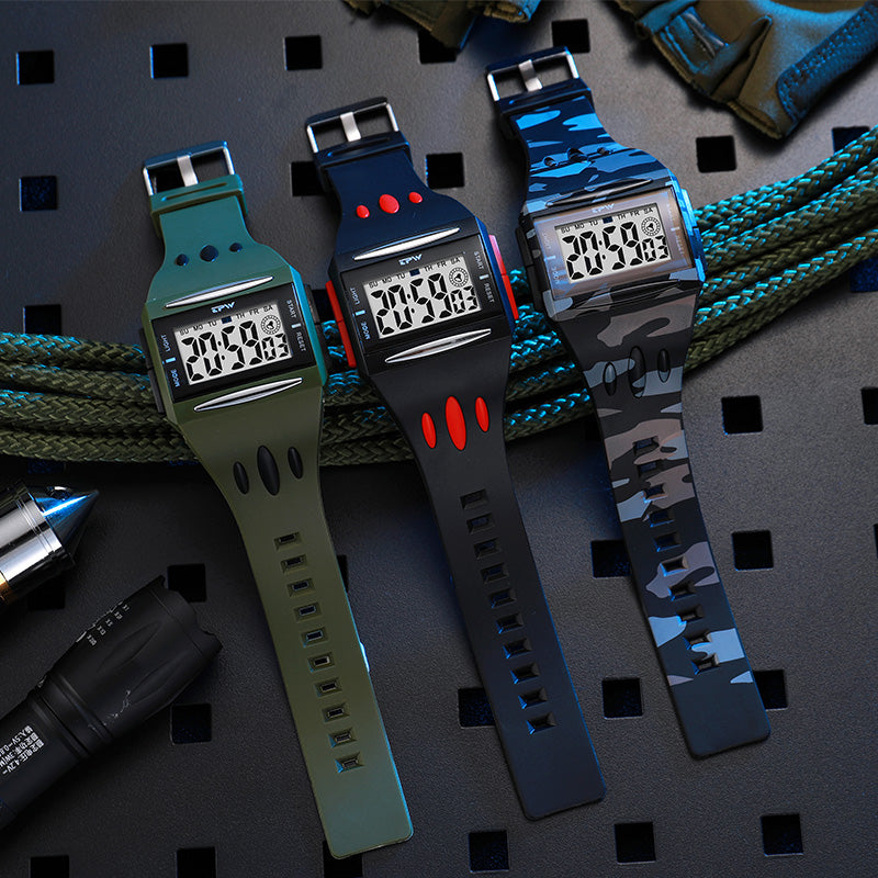 TPW K9051 Cool Green Rectangular Waterproof Watches For Sport Running Wrist Watches