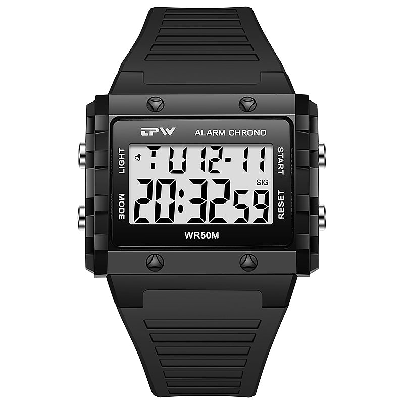 TPW K9064 Cool Fashion 5ATM Waterproof Calendar Week Athletic Digital Watches for Men