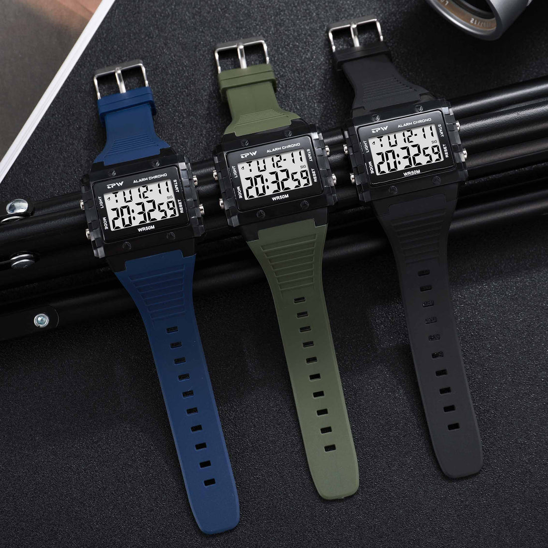 TPW K9064 Cool Fashion 5ATM Waterproof Calendar Week Athletic Digital Watches for Men