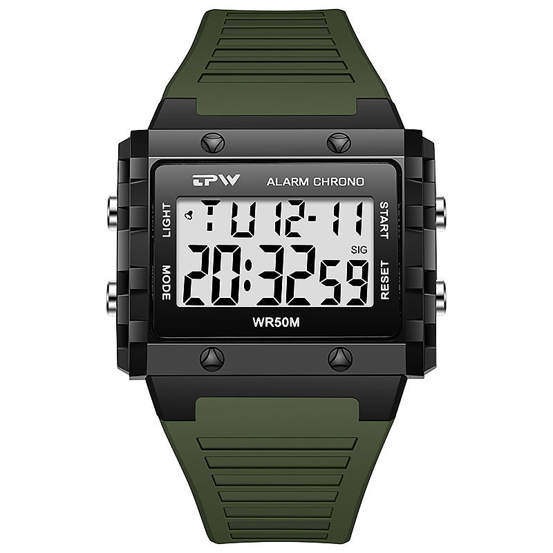TPW K9064 Cool Fashion 5ATM Waterproof Calendar Week Athletic Digital Watches for Men