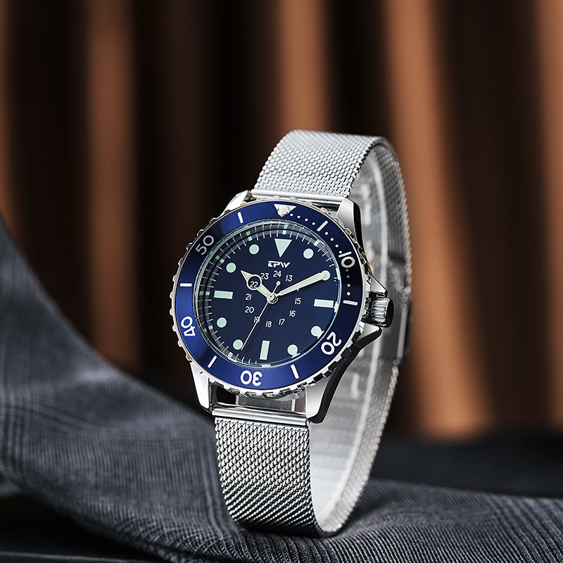 TPW K5013 Fashion Blue Men Watch Stainless Steel Luxury Business Wrist Watches Quartz