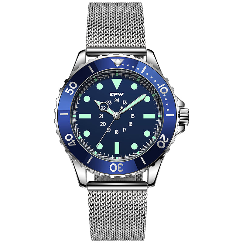TPW K5013 Fashion Blue Men Watch Stainless Steel Luxury Business Wrist Watches Quartz