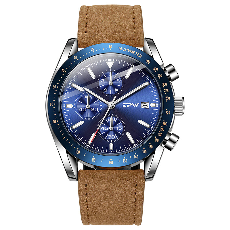 TPW K5201 Business Wristwatch Male Calendar Genuine Leather Luxury Watches For Men