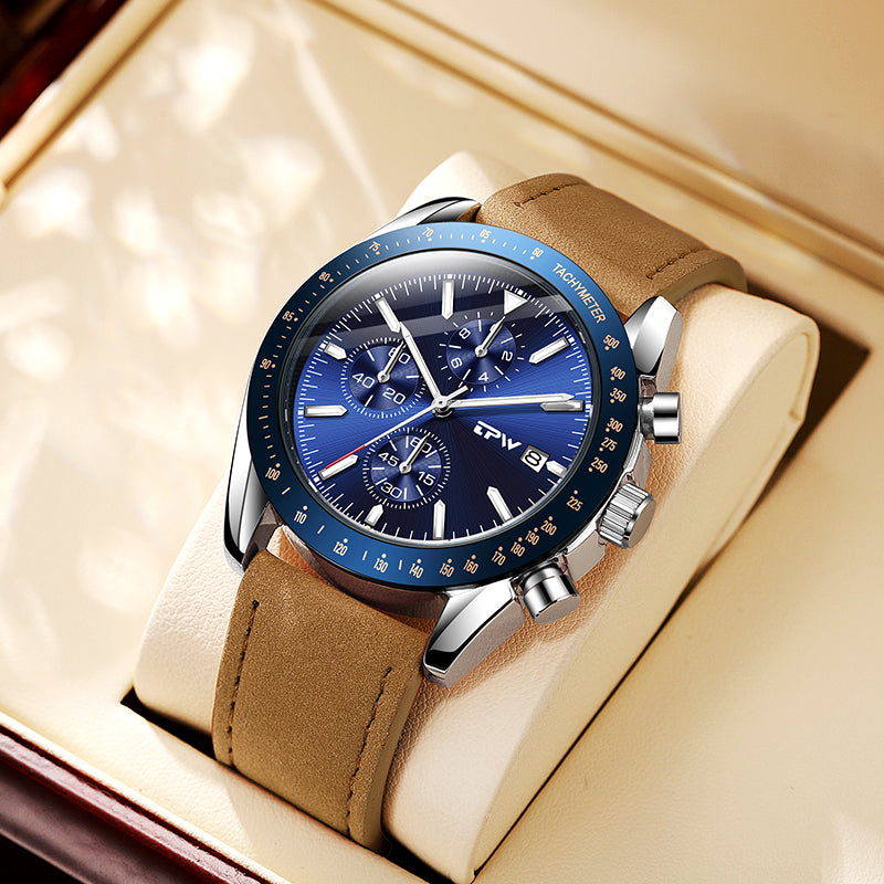 TPW K5201 Business Wristwatch Male Calendar Genuine Leather Luxury Watches For Men