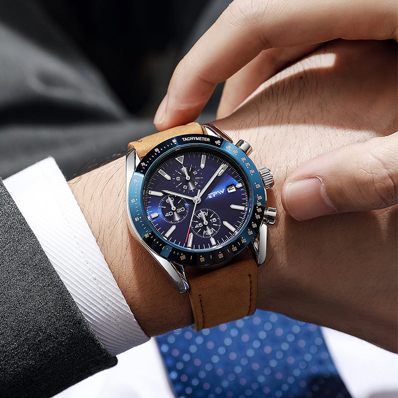 TPW K5201 Business Wristwatch Male Calendar Genuine Leather Luxury Watches For Men