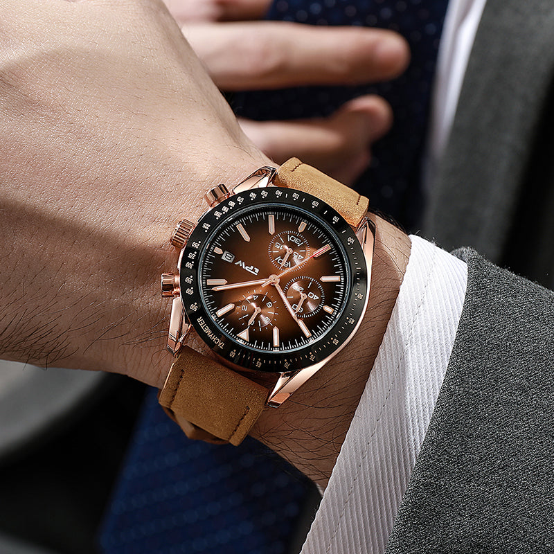 TPW K5201 Business Wristwatch Male Calendar Genuine Leather Luxury Watches For Men