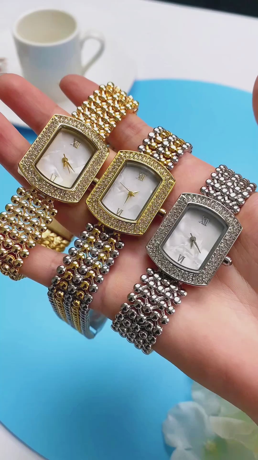 TPW K3124 Wholesale Luxury Rectangle Crytal Quartz Wrist Watches for Ladies