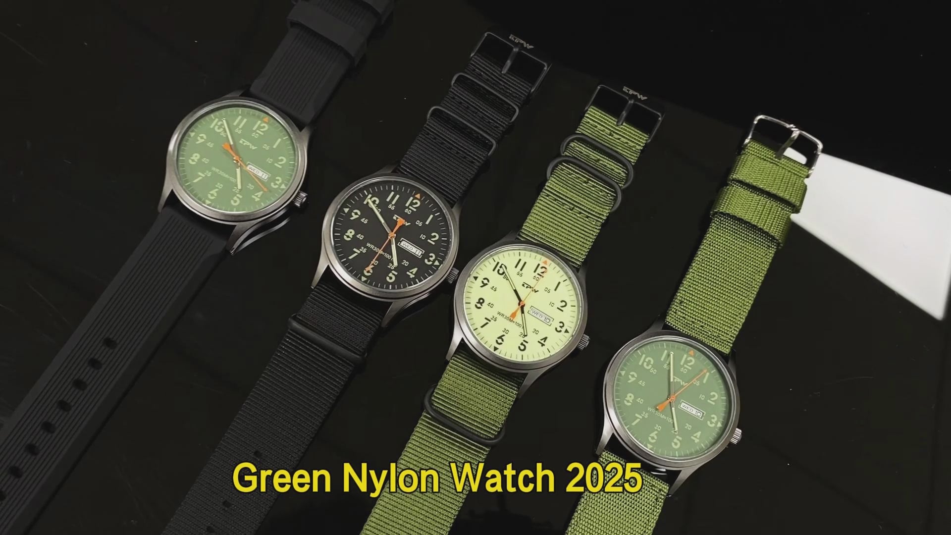 TPW K7102 Field Watch Easy Reading Fabric Strap 24 Hours Display Quartz Movement