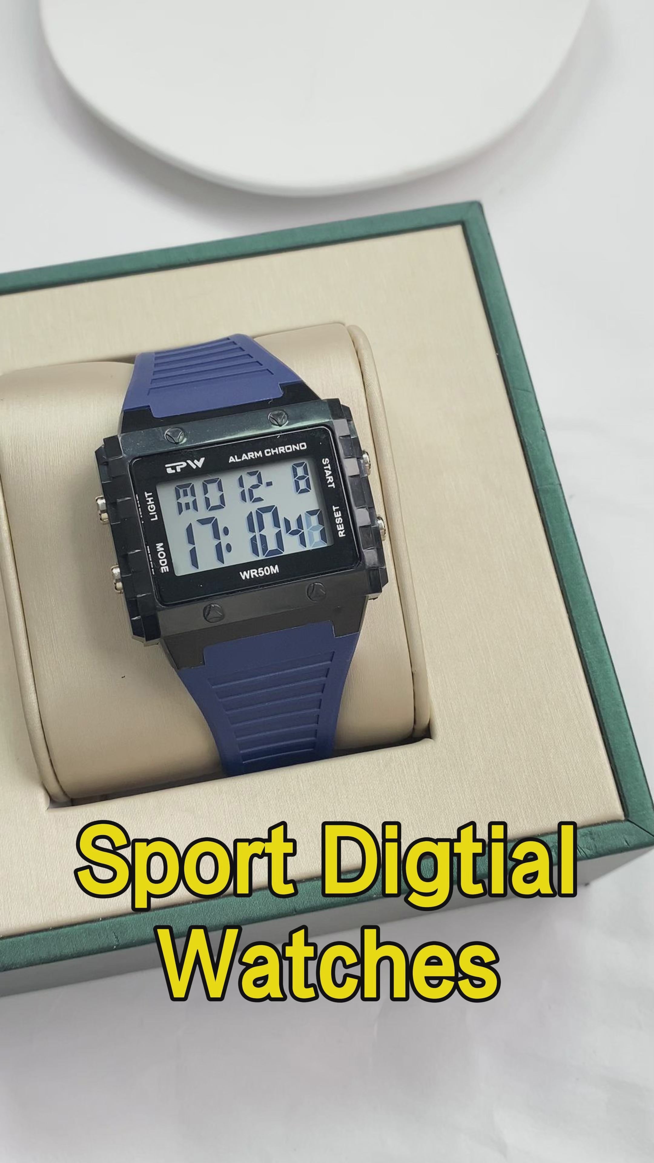 TPW K9064 Cool Fashion 5ATM Waterproof Calendar Week Athletic Digital Watches for Men