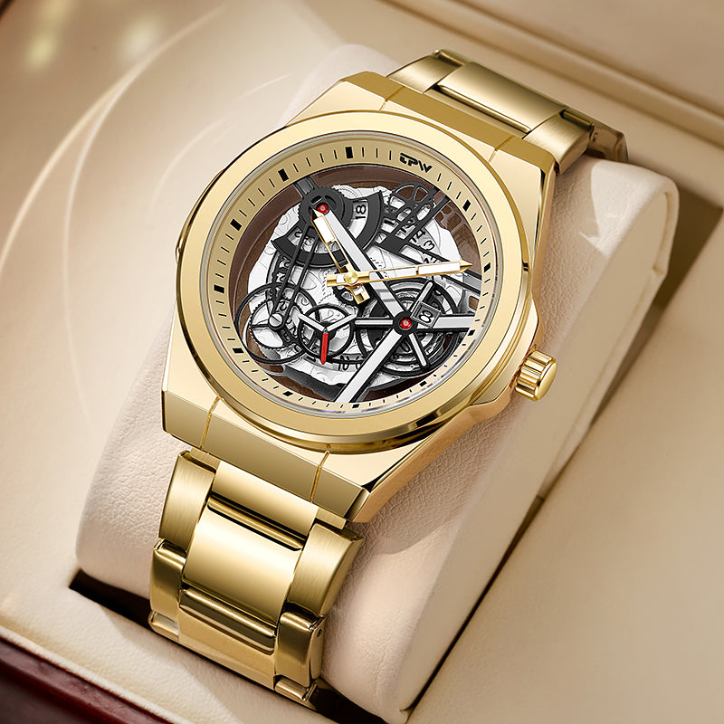 TPW K5129 Business Analog Luminous Waterproof Skeleton Quartz Wrist Watch Men Luxury