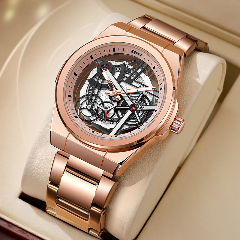 TPW K5129 Business Analog Luminous Waterproof Skeleton Quartz Wrist Watch Men Luxury