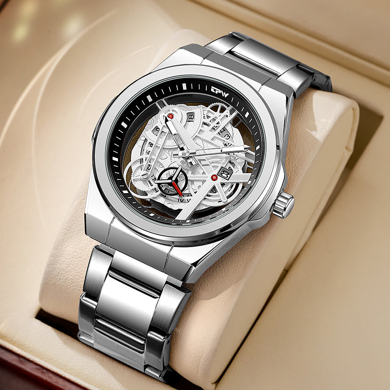 TPW K5129 Business Analog Luminous Waterproof Skeleton Quartz Wrist Watch Men Luxury