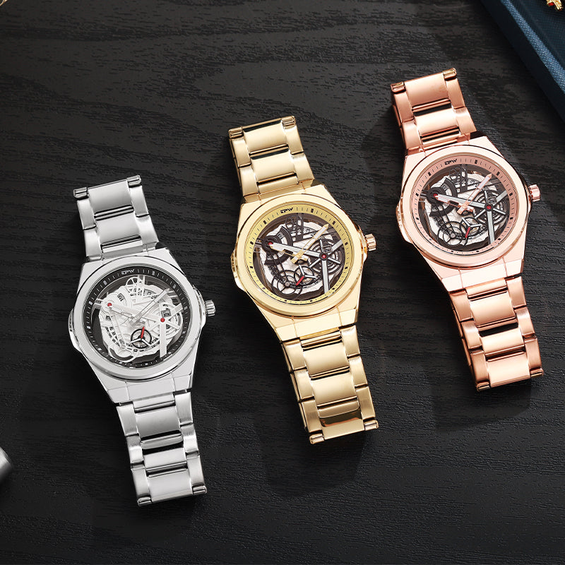 TPW K5129 Business Analog Luminous Waterproof Skeleton Quartz Wrist Watch Men Luxury
